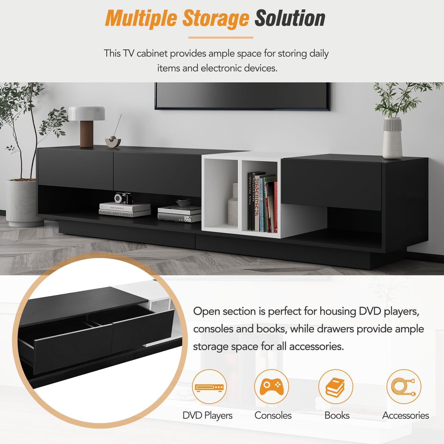 Moka Sleek TV Stand - Black