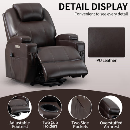 Adell Power Lift Recliner Chair with Heat and Massage - Brown