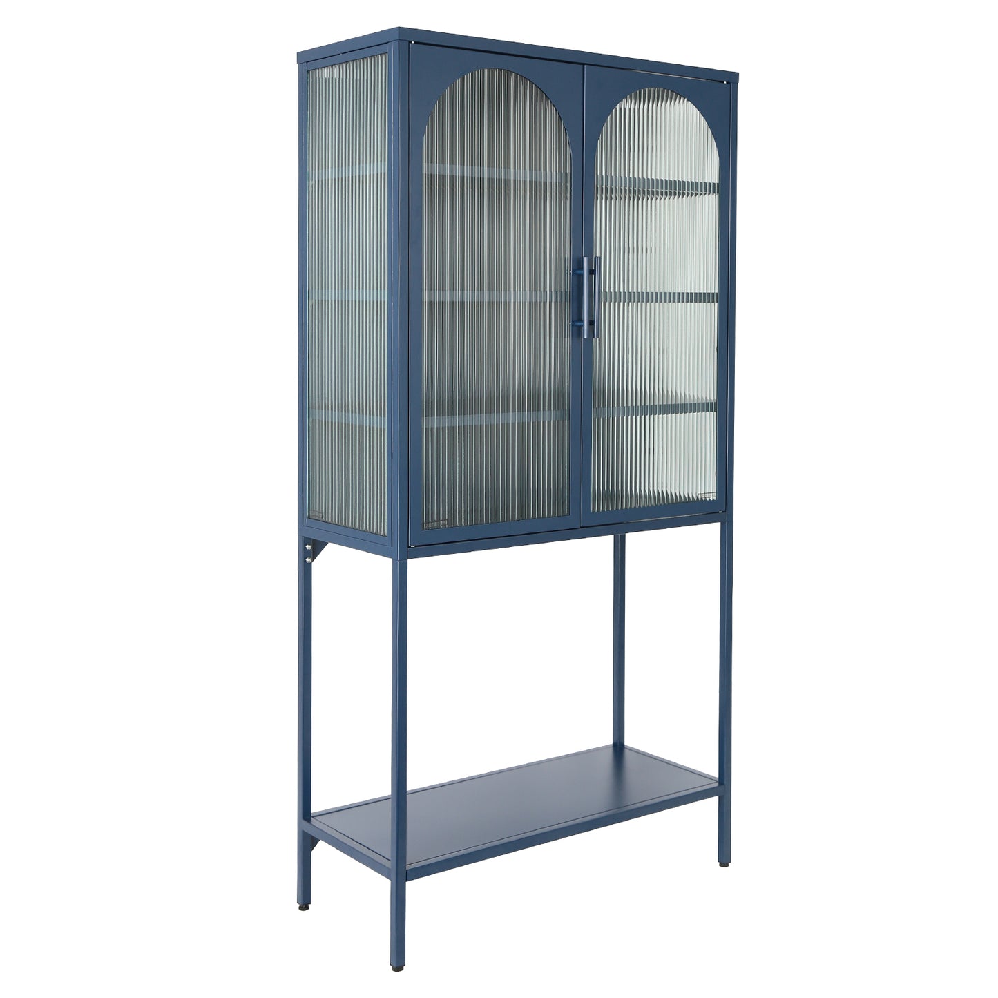 Arched II Glass Doors Floor Cabinet - Blue