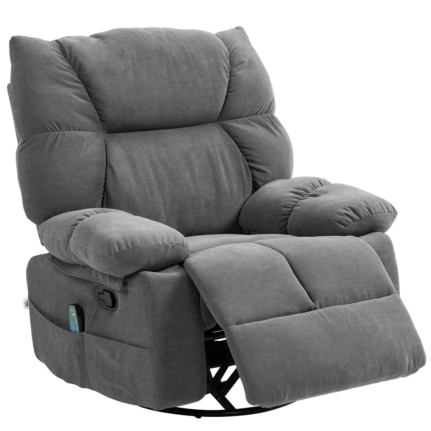 Jova Oversized Swivel Rocker Chair with Heat Vibration Massage - Dark Gray