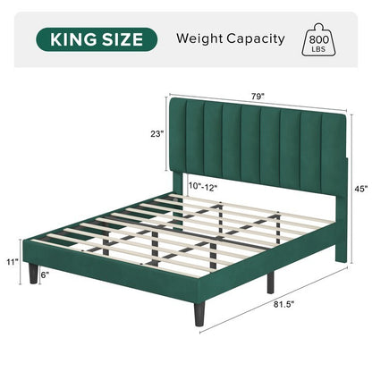 Jay King Size Platform Bed Frame - Green