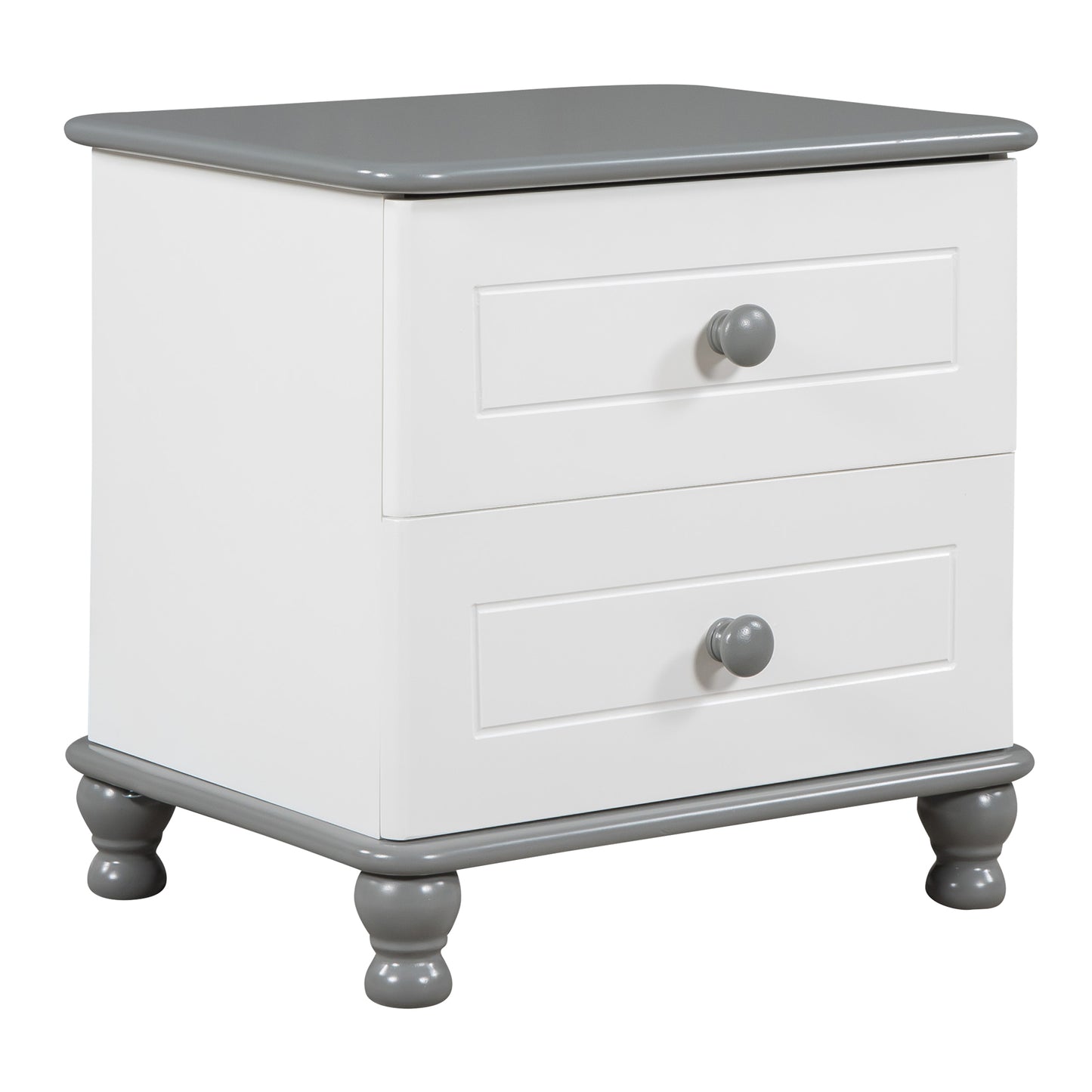 Kaito Wooden Nightstand - White+Gray