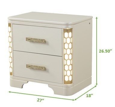 Jasmine Wood Nightstand with LED Lightning - Beige