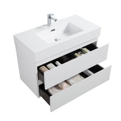 Alice 36" Bathroom Vanity with SinK Wall Mounted Floating -  White