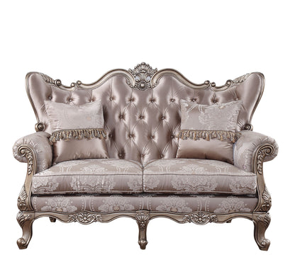 Jayceon Fabric Loveseat w/2 Pillows - Champagne Fabric