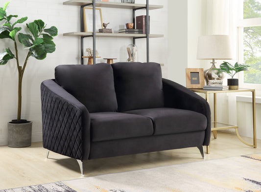 Sofia Velvet Loveseat - Black