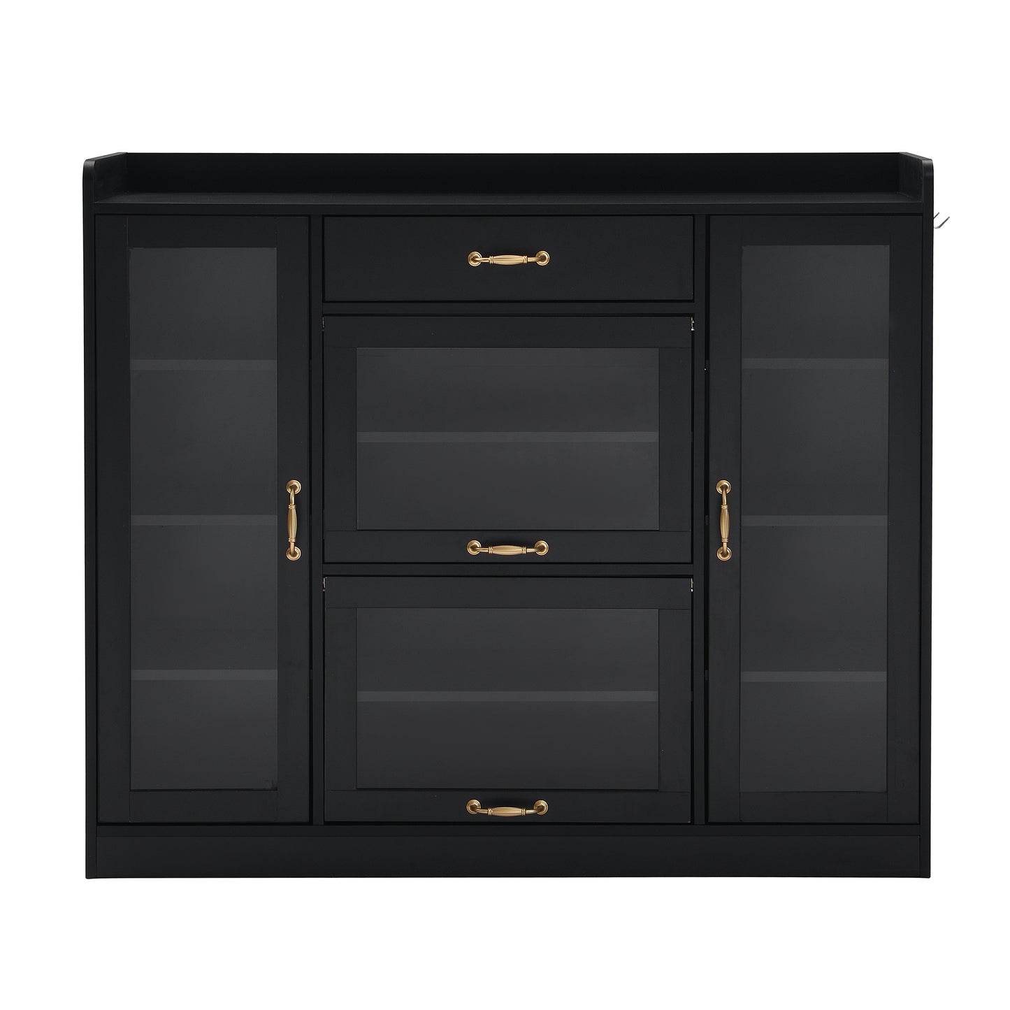 Karo Side Cabinet with 4 Glass Doors - Black