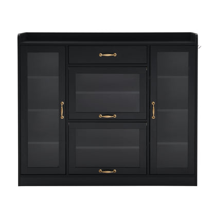 Karo Side Cabinet with 4 Glass Doors - Black