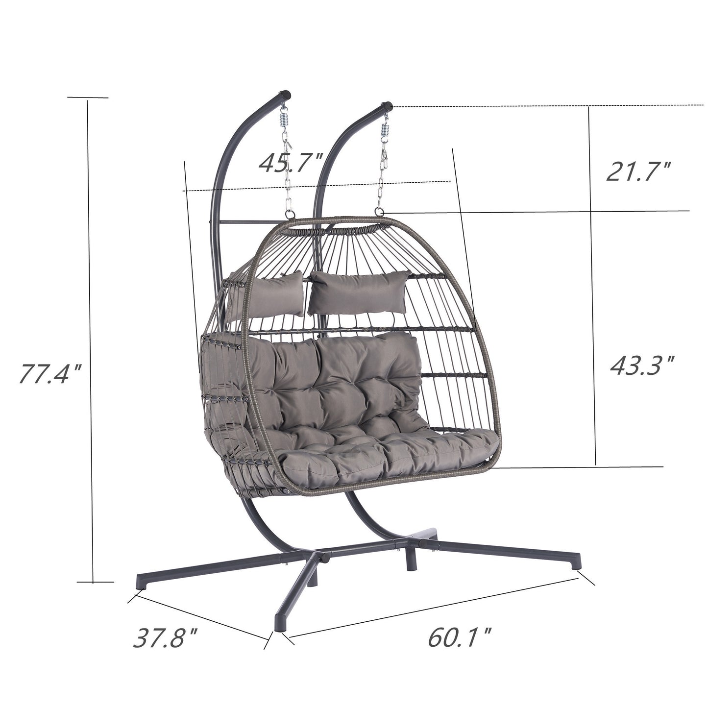 Thornton For 2 People Outdoor Rattan Hanging Chair - Light Gray