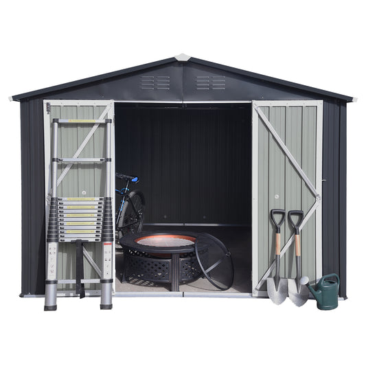 Homer 6 X 8 ft Metal Garden Sheds Outdoor Storage - Dark Gray