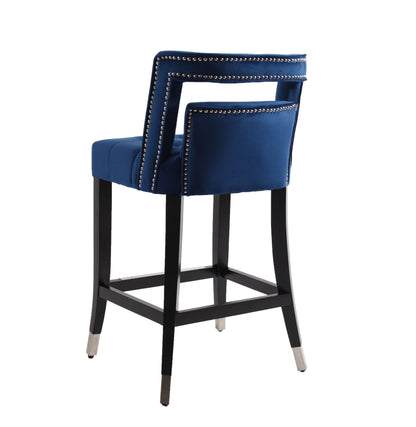 Xavier Suede Velvet Counter Height Stools - Navy Blue Set of 2