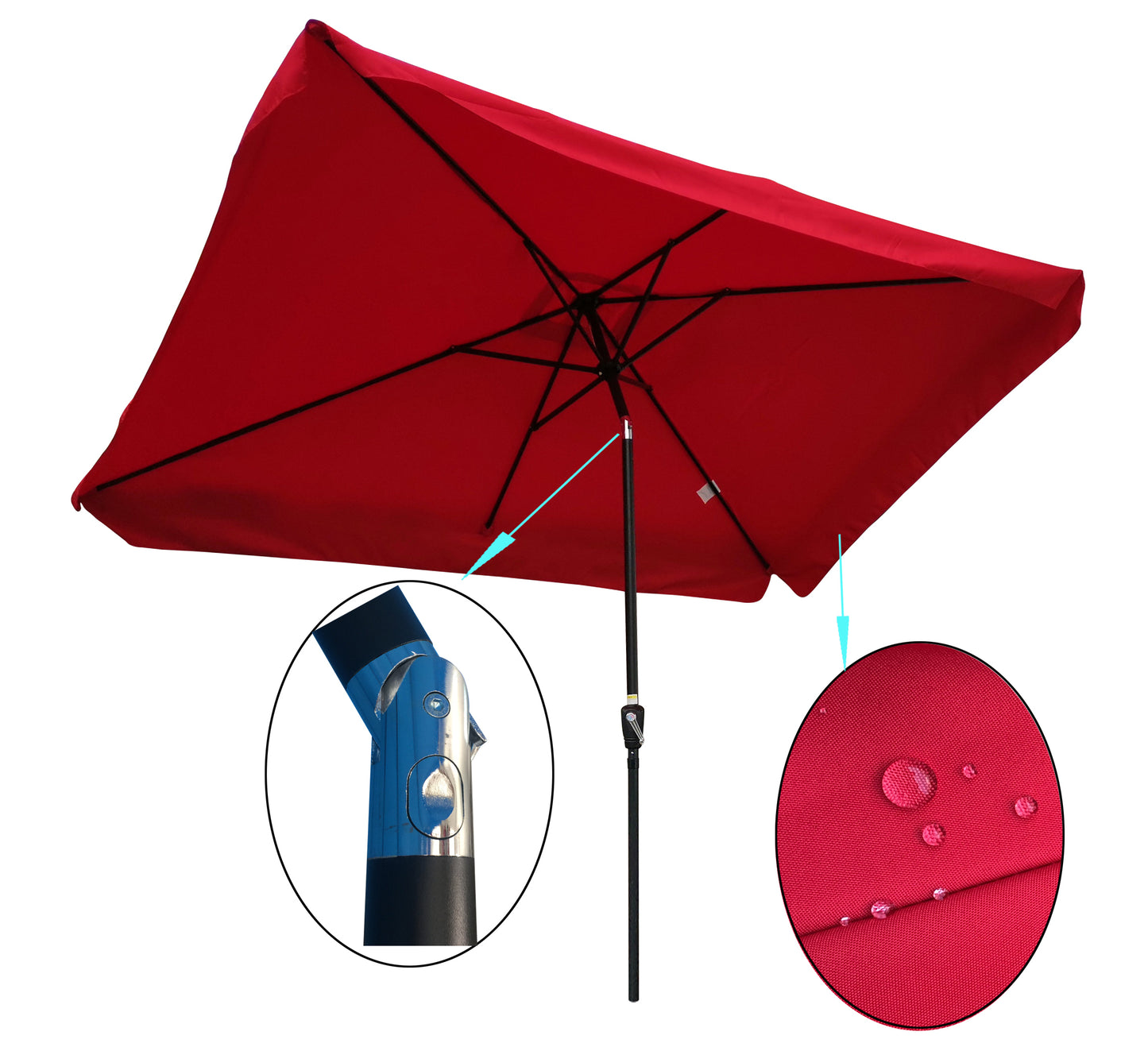 Benno 10 x 6.5 ft Rectangular Patio Umbrella - Red