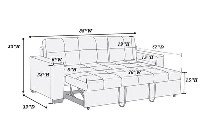 Viera Sofa w Pull out Bed Convertible - Blue+Grey