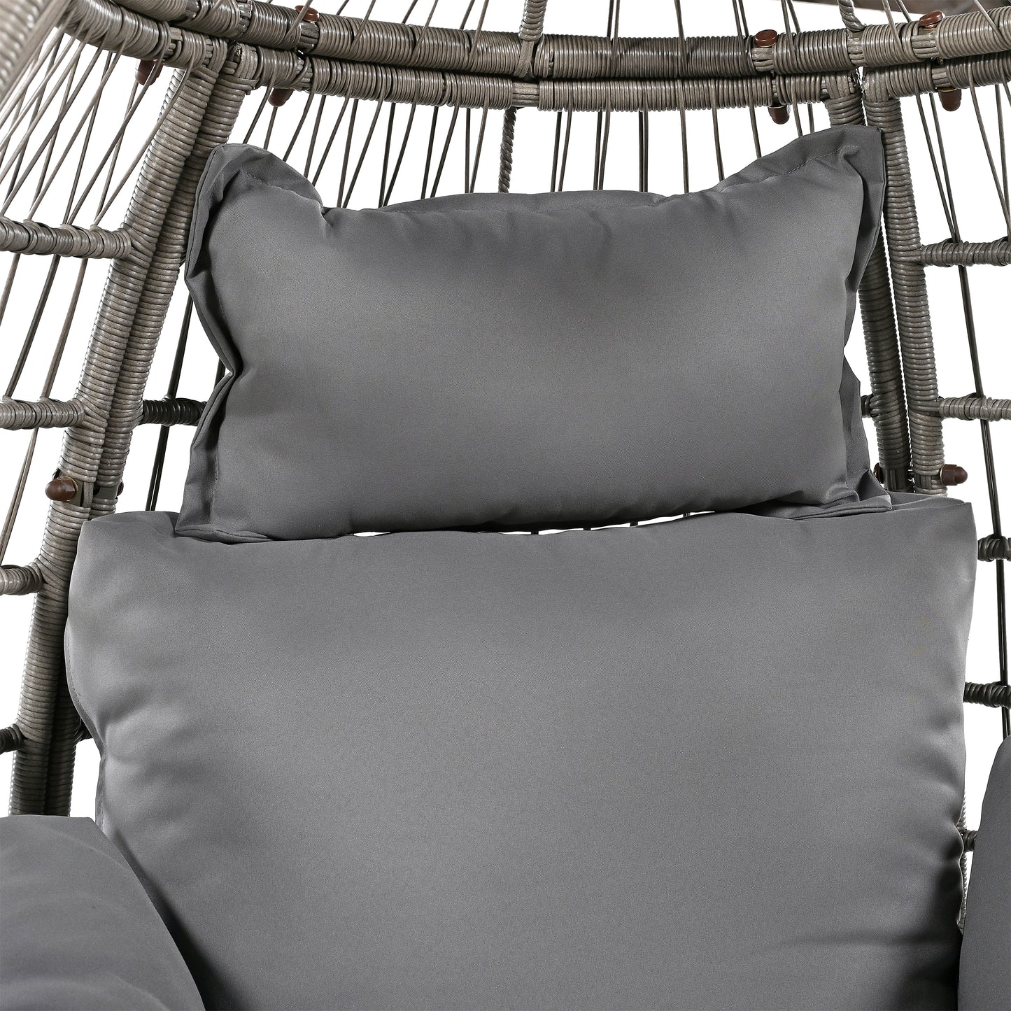 Bell Outdoor Swivel Chair with Cushion (Gray Wicker + Gray Cushion)