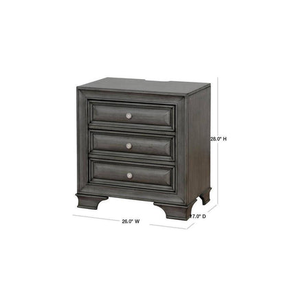 Mira Solid Wood Nightstand With Under Nightlight - Grey