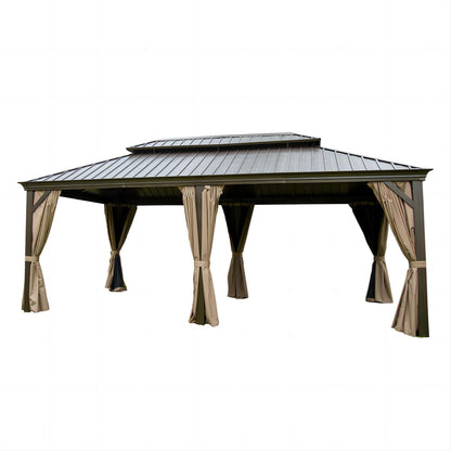 Shana 12 X 20 ft Hardtop Gazebo Outdoor Aluminum  - Brown