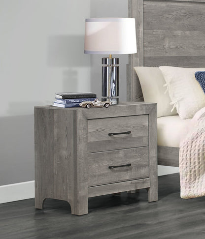 Yodi Wooden Nightstand 2x Drawers - Gray