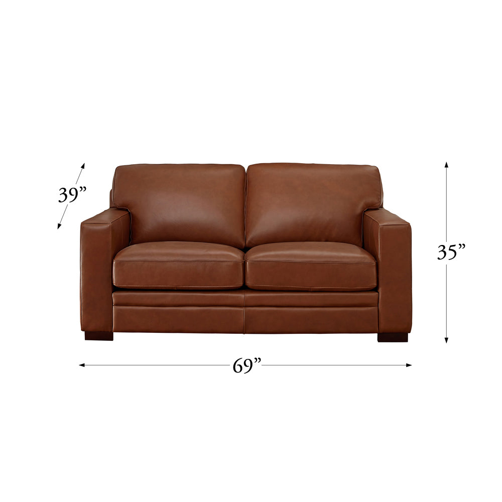 Dillon Leather Loveseat - Brown