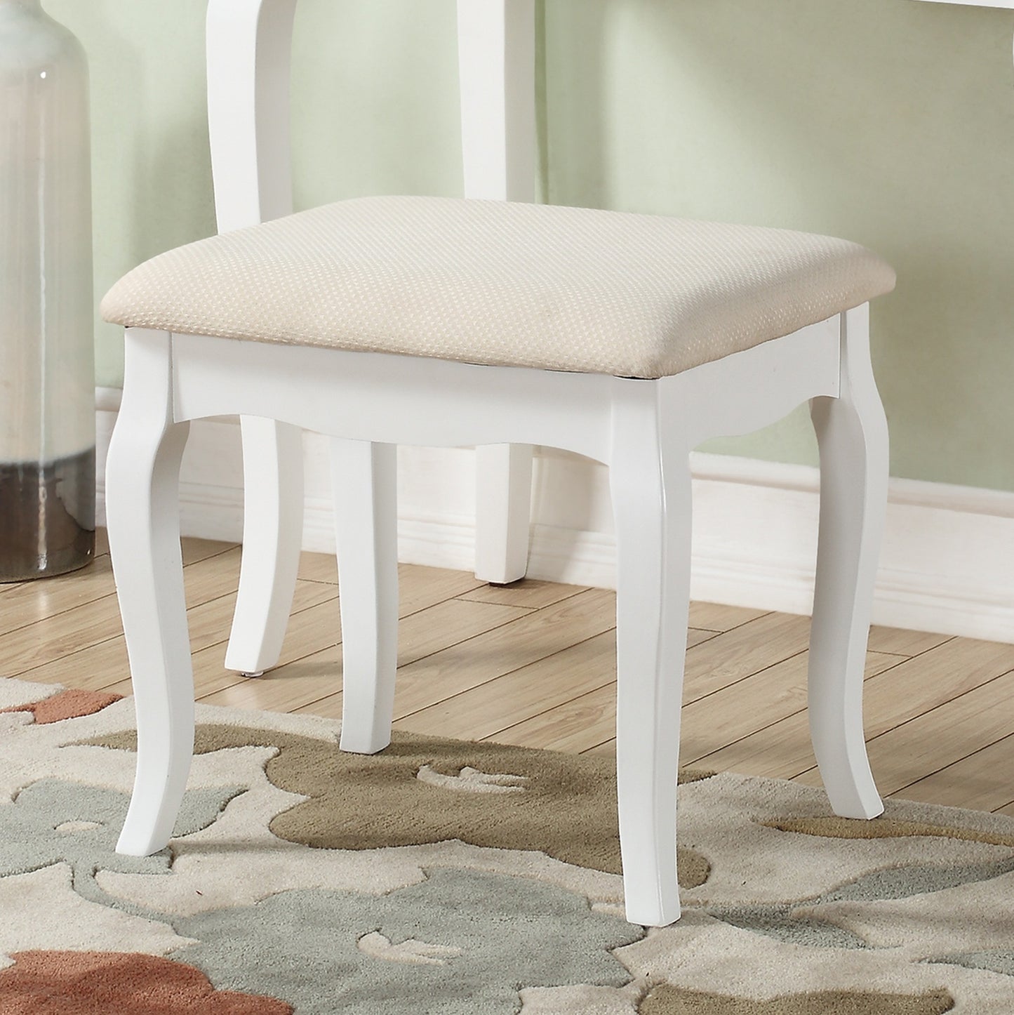 Ashley Wood Make-Up Vanity Table and Stool Set - White