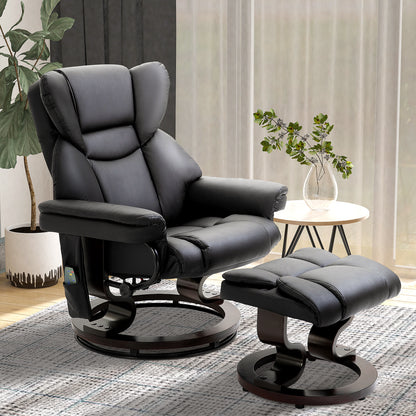 Valentina Massage Recliner Chair with Ottoman Footrest - Black