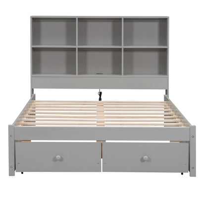 Jazz Full Size Platform Bed w 2 Drawers - Gray