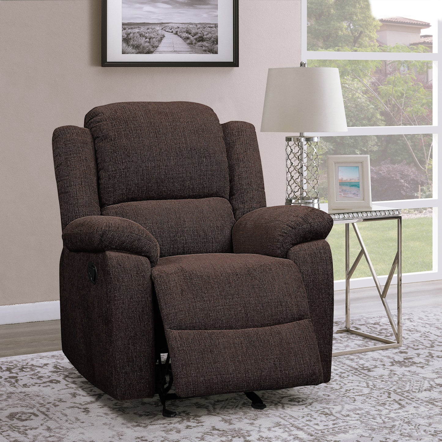 Silva Pillow Top Arms Glider Recliner - Brown