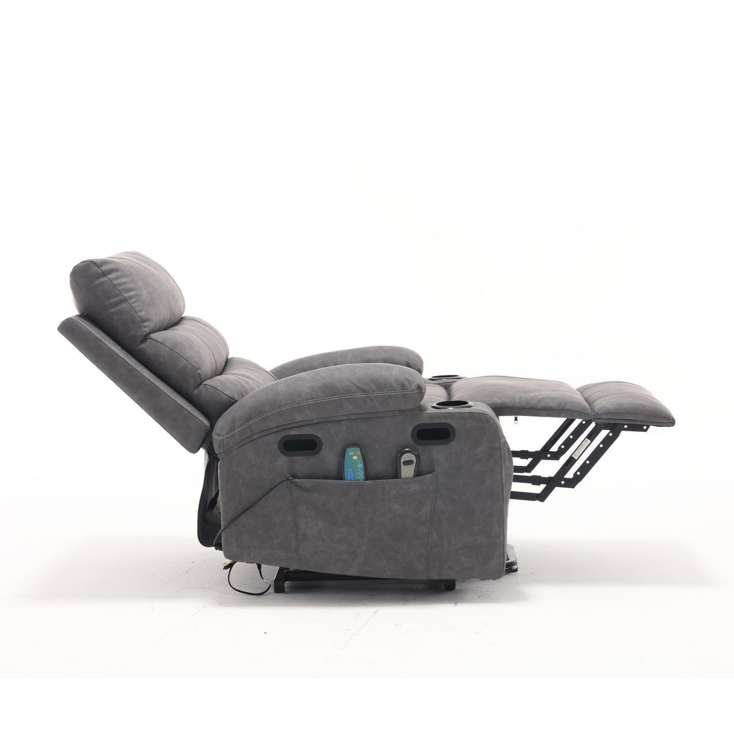 Elias Large Power Lift Recliner Chair with Massage - Gray