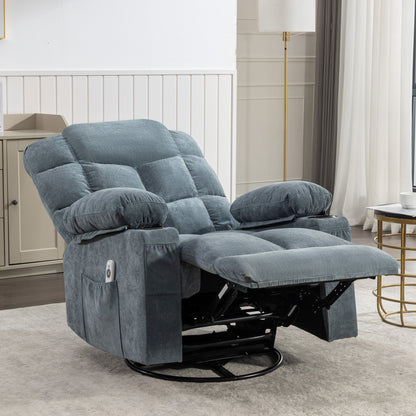 Hamza Recliner Chair Oversized with Massage and Heat - Blue