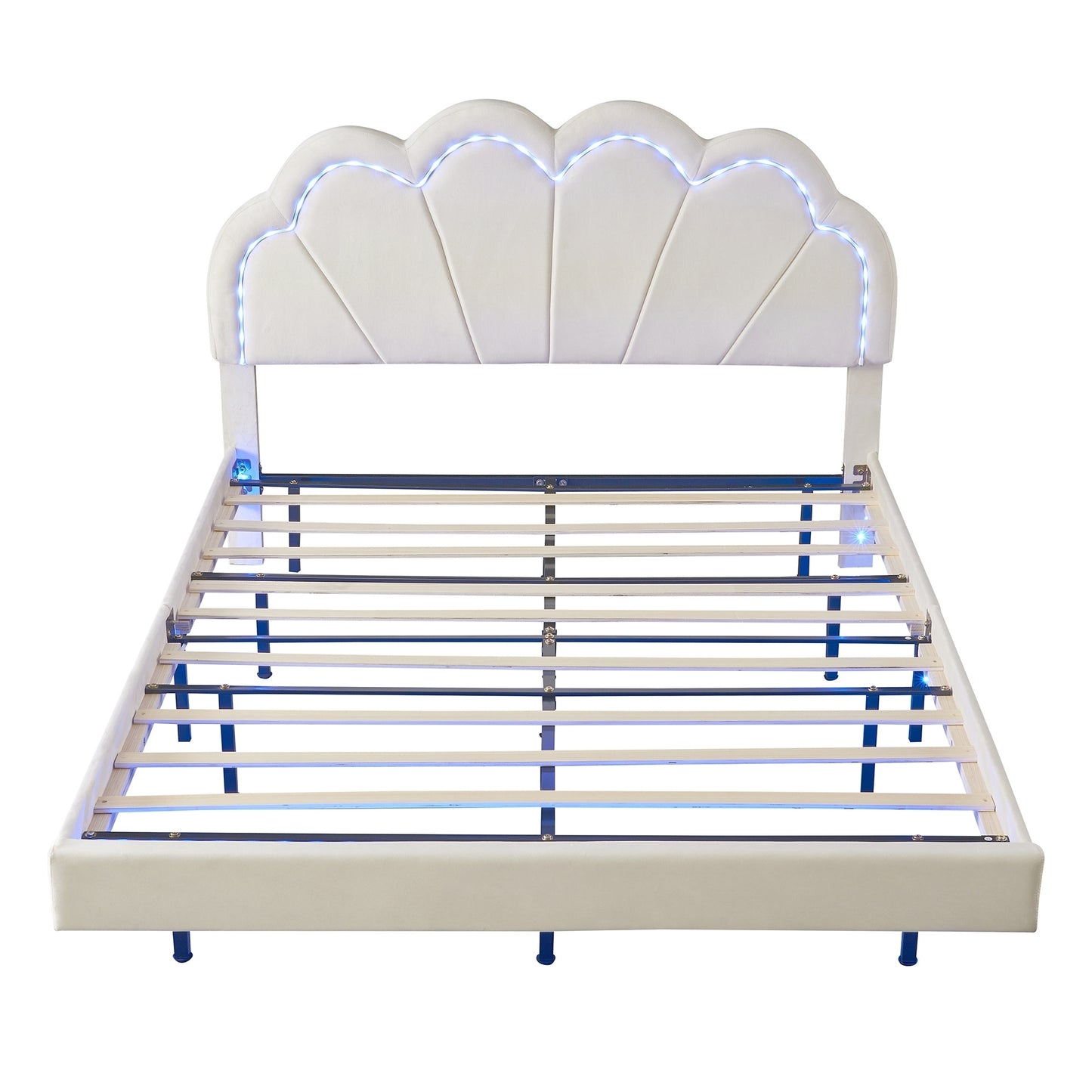 Atlantic Queen Size Platform Bed Frame withe LED - Beige