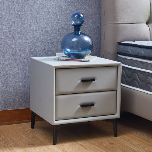 Meu Modern Nightstand with 2 Drawers - Light Gray