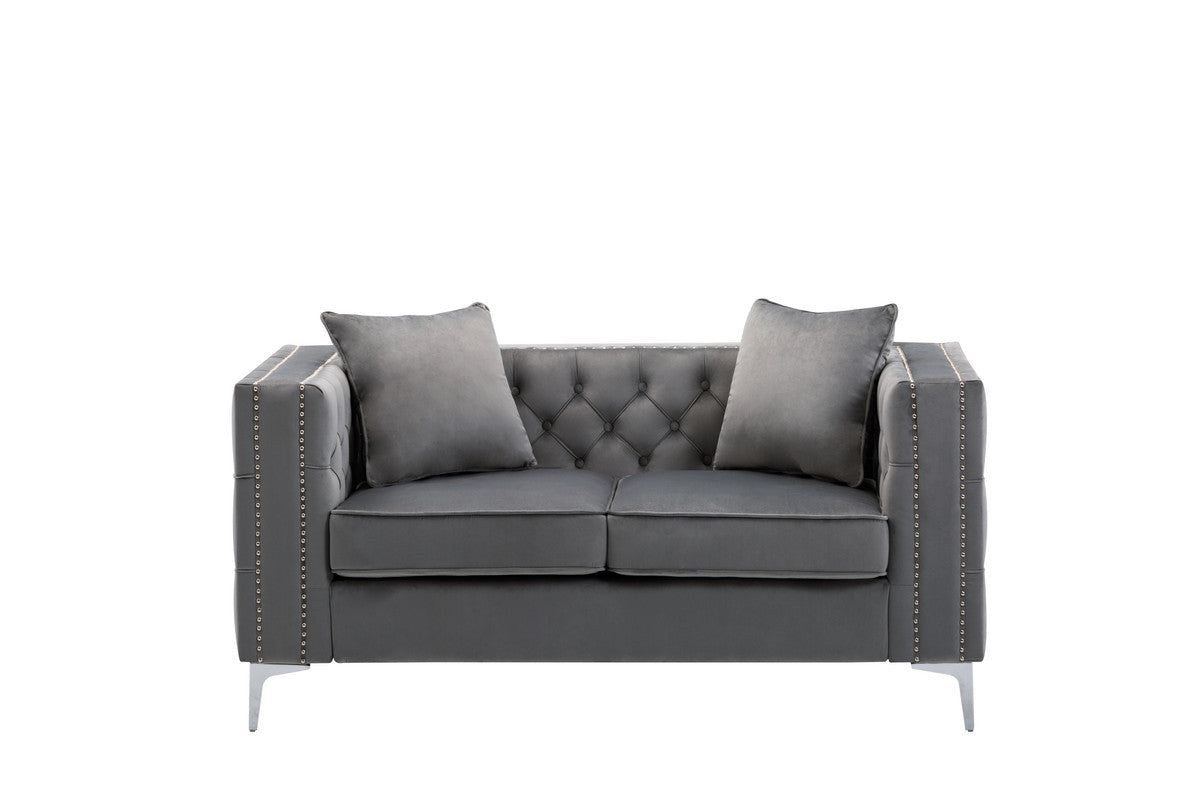 Lorreto Velvet Loveseat - Gray