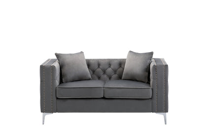 Lorreto Velvet Loveseat - Gray