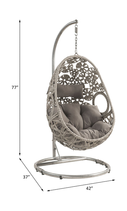 Sigar Patio Hanging Chair with Stand -  Light Gray