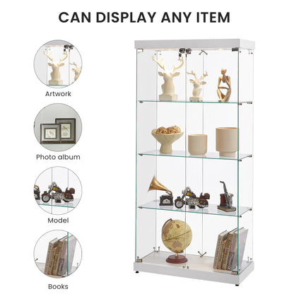 Stargazer 4 Shelves Glass Display Cabinet - White