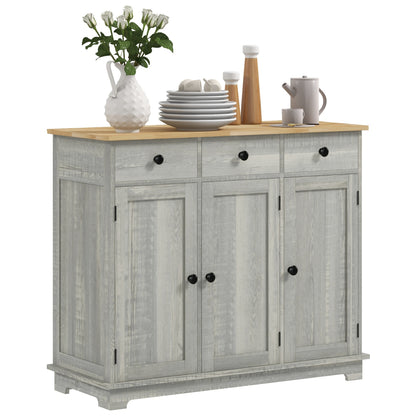 Taj Sideboard with Solid Wood Countertop - Light Gray