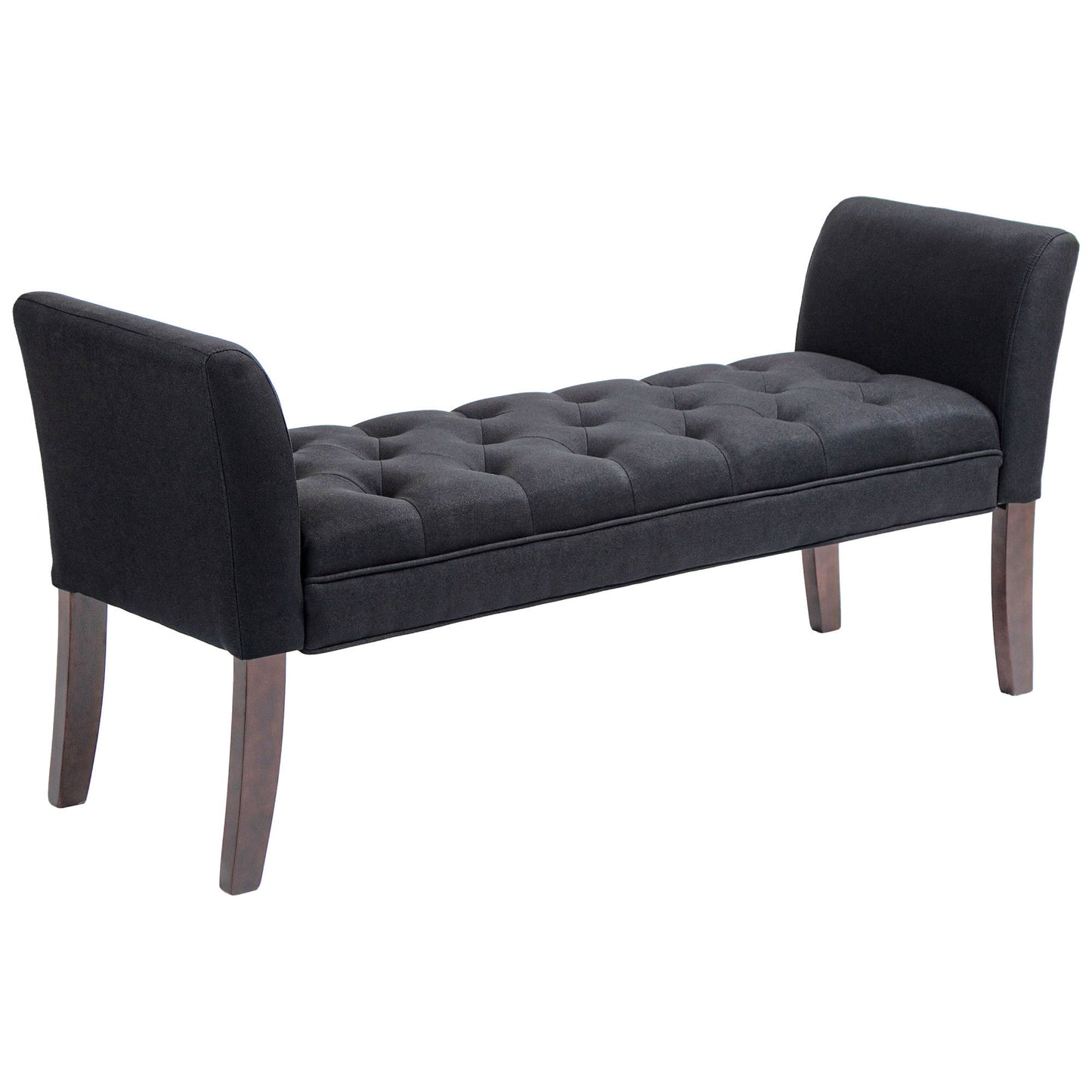 Evo Button-Tufted Bench - Black