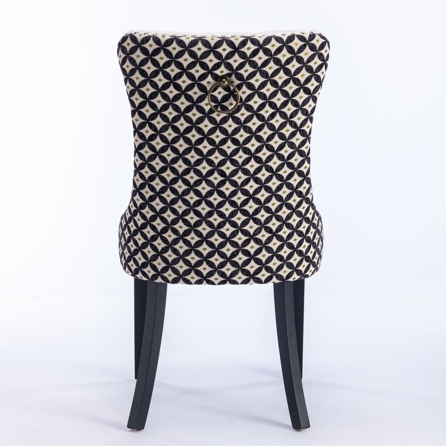 Nikki Velvet Dining Chair w Patterned (Set of 2) - Beige