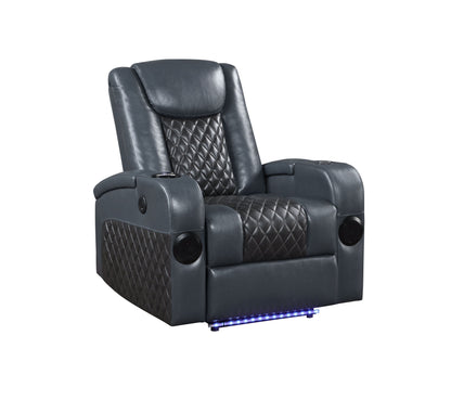 Alair Power Motion Recliner w/Bluetooth Speaker - Blue+Black