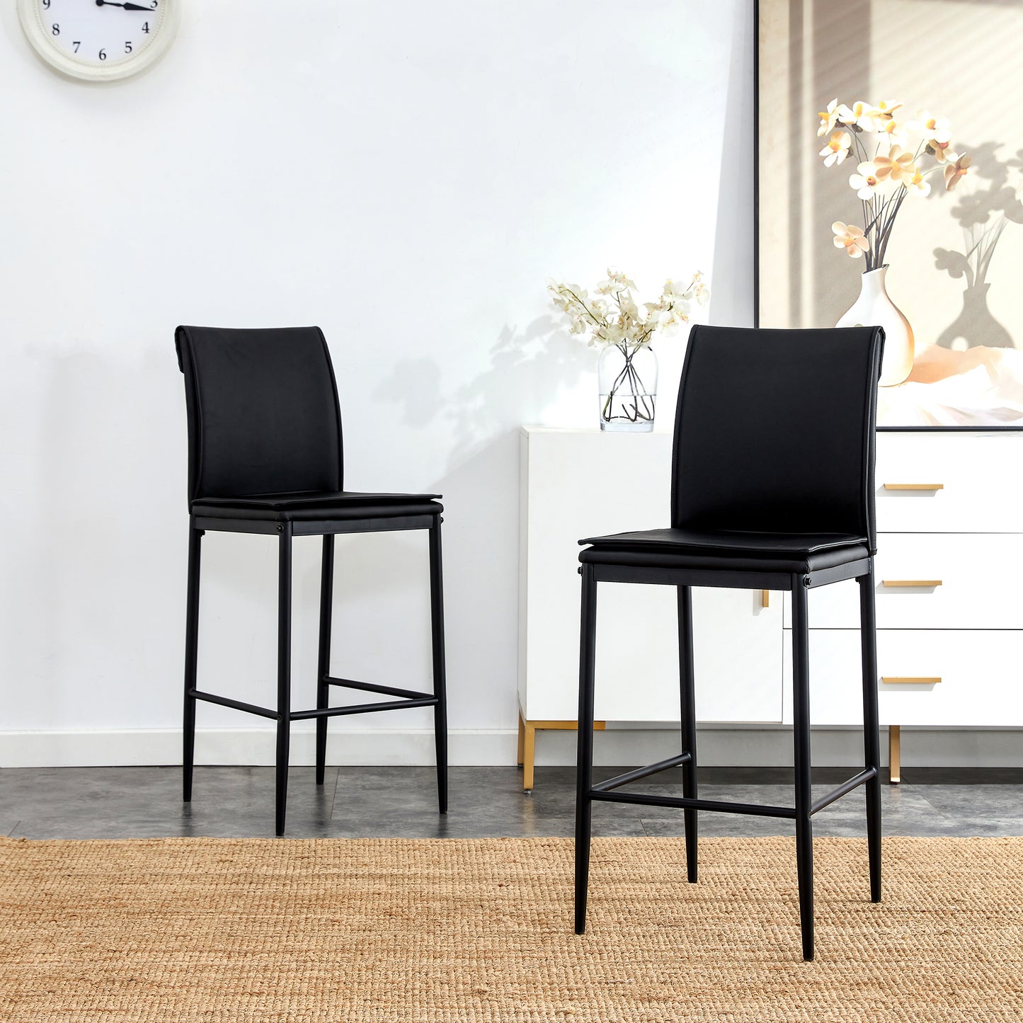 Zen Bar Stool  - Black Set of 2