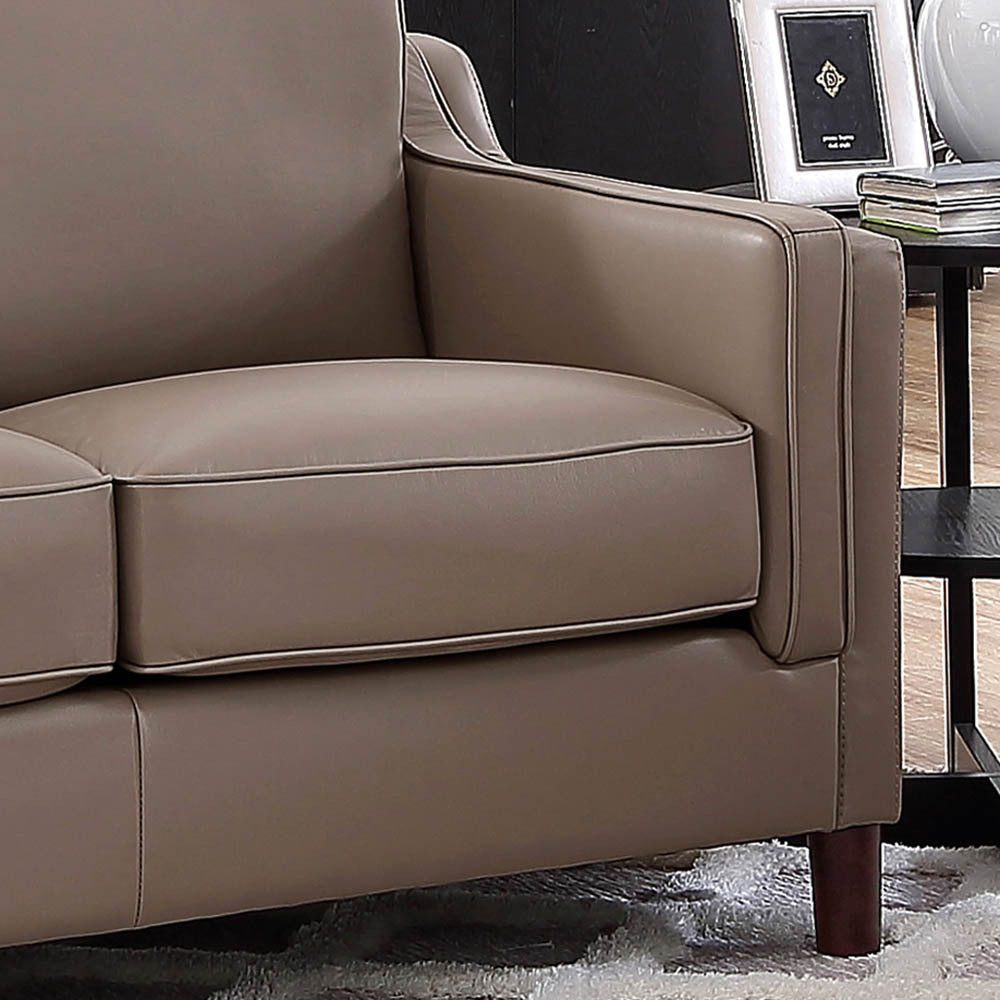 Bella Top Grain Leather Loveseat - Taupe+Brown