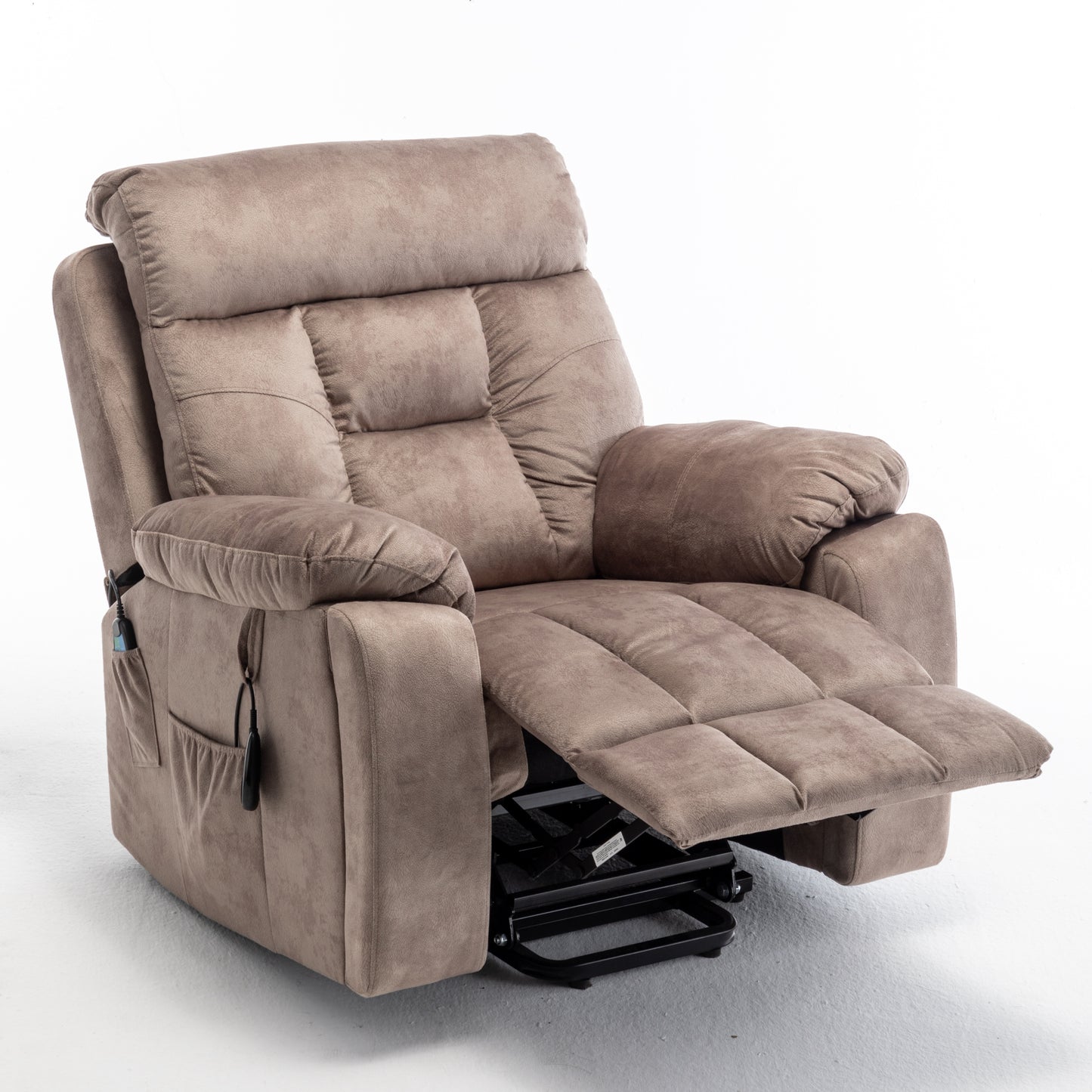 Wilson Power Electric Velvet Reclining Chair - Light Brown