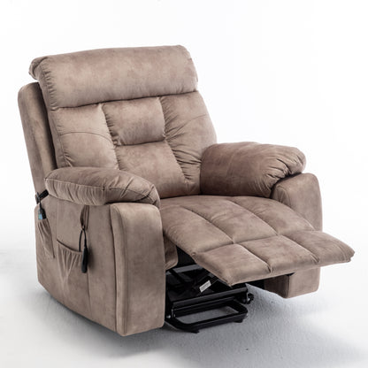 Wilson Power Electric Velvet Reclining Chair - Light Brown