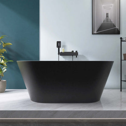 Madison 59" Minimalist  Acrylic Freestanding Soaking Bathtub  -  Matte Black