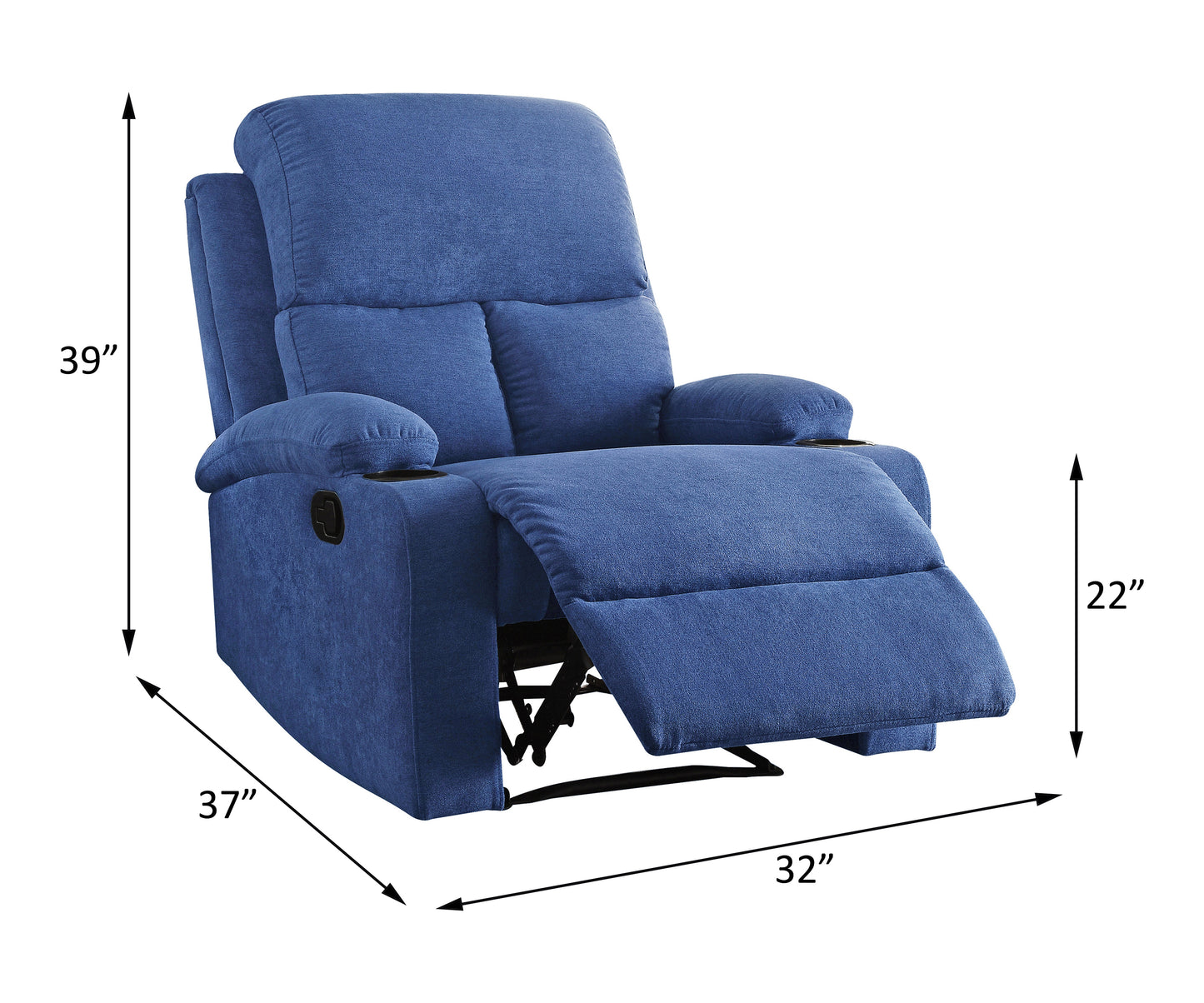 Voe Recliner Chair with Cup Holder - Blue