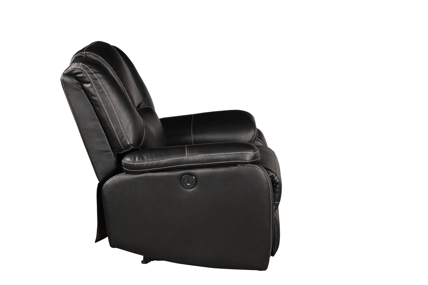 Amira Power Faux Leathe Reclining Chair - Black