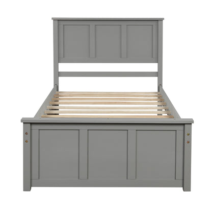 Iso Twin Size Platform Bed with Twin Size Trundle - Gray