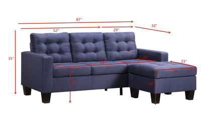 Aiden Sectional Sofa (Chaise) - Blue