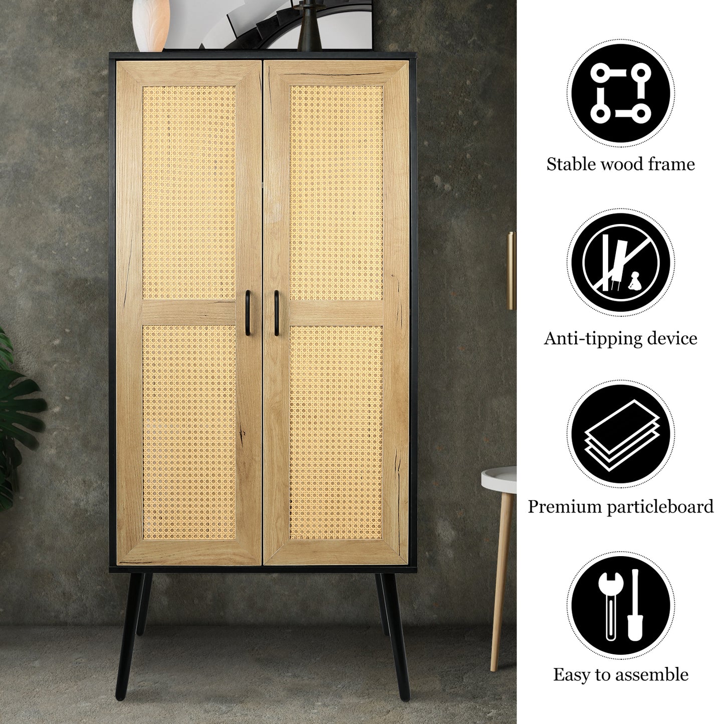 Nix Rattan Doors Storage Cabinet