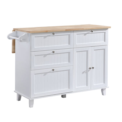 TOPMAX  Kitchen Island Set with 2 Seatings - White