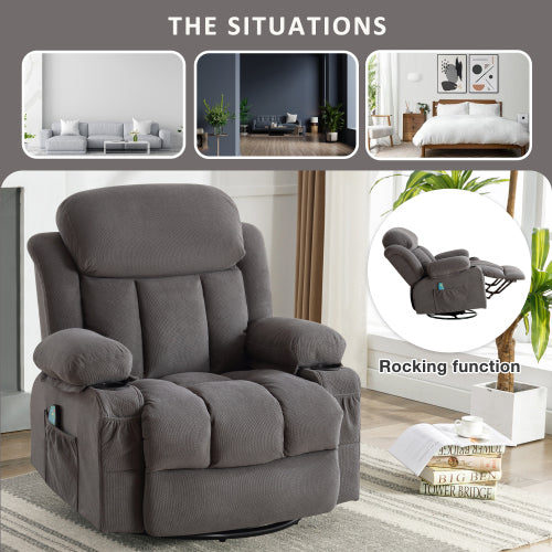 Vanbow Recliner Chair Massage Heating with USB - Gray